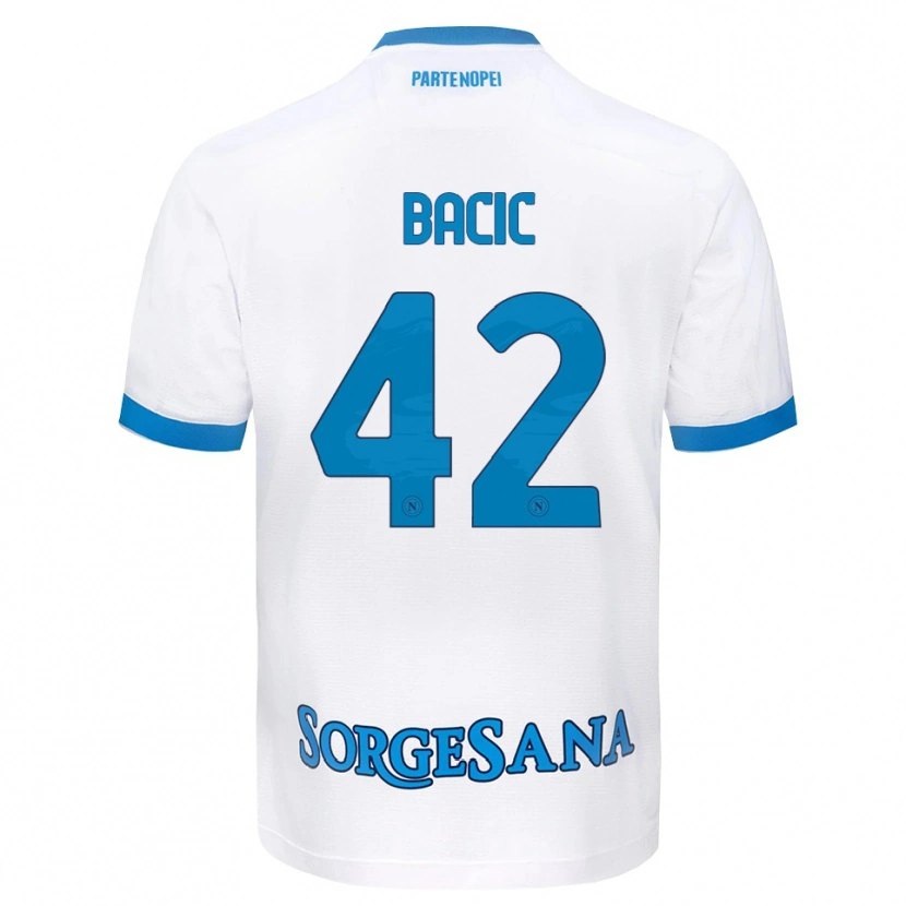 Danxen Homme Maillot Doris Bačić #42 Blanc Bleu Ciel Tenues Extérieur 2026/27 T-Shirt