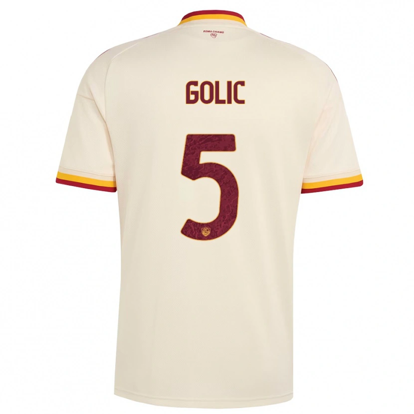 Danxen Homme Maillot Lovro Golic #5 Champagne Rouge Jaune Tenues Extérieur 2026/27 T-Shirt