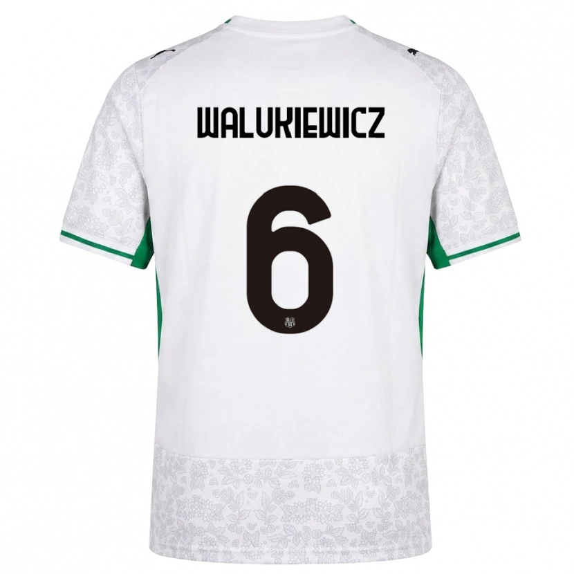 Danxen Homme Maillot Sebastian Walukiewicz #6 Blanc Noir Vert Tenues Extérieur 2026/27 T-Shirt