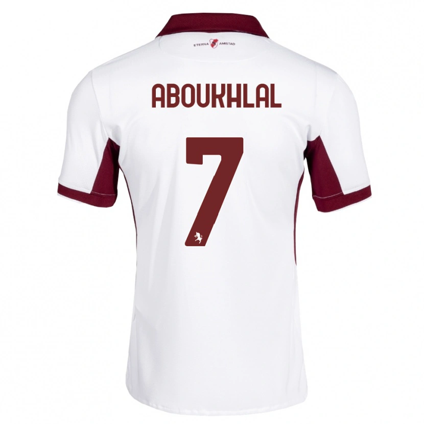 Danxen Homme Maillot Zakaria Aboukhlal #7 Bourgogne Blanc Rouge Tenues Extérieur 2026/27 T-Shirt