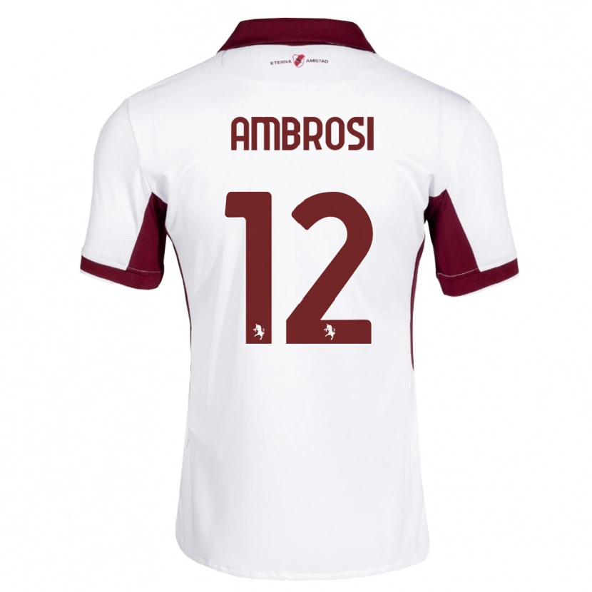 Danxen Homme Maillot Martina Ambrosi #12 Bourgogne Blanc Rouge Tenues Extérieur 2026/27 T-Shirt