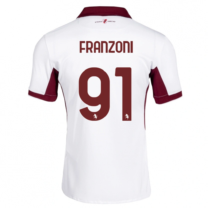 Danxen Homme Maillot Nicolò Franzoni #91 Bourgogne Blanc Rouge Tenues Extérieur 2026/27 T-Shirt