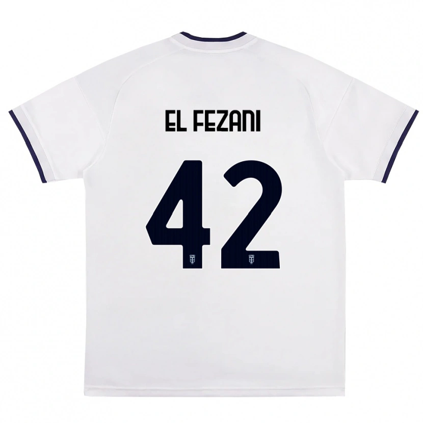 Danxen Homme Maillot Mohamed El Fezani #42 Blanc Rouge Bleu Royal Tenues Extérieur 2026/27 T-Shirt