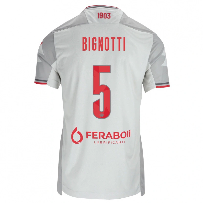 Danxen Homme Maillot Francesco Bignotti #5 Gris Blanc Rouge Tenues Extérieur 2026/27 T-Shirt