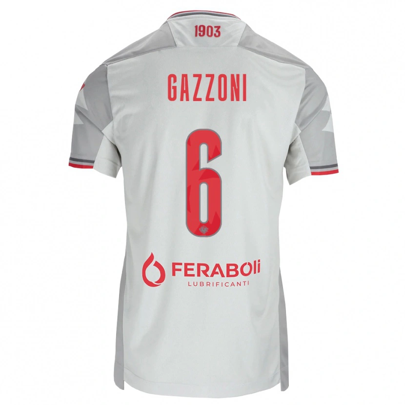 Danxen Homme Maillot Matteo Gazzoni #6 Gris Blanc Rouge Tenues Extérieur 2026/27 T-Shirt