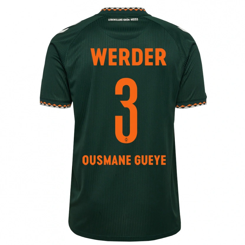 Danxen Homme Maillot Papa Ousmane Gueye #3 Vert Foncé Orange Blanc Tenues Extérieur 2026/27 T-Shirt