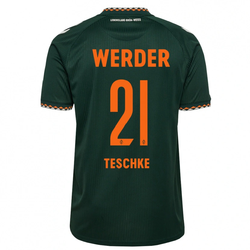 Danxen Homme Maillot Tim Teschke #21 Vert Foncé Orange Blanc Tenues Extérieur 2026/27 T-Shirt