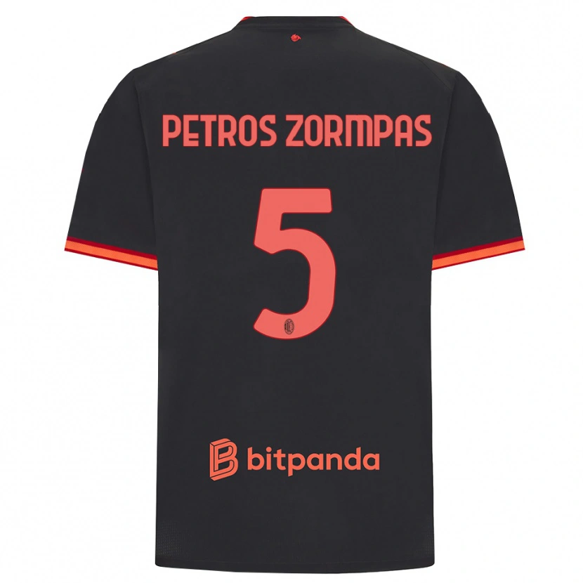 Danxen Homme Maillot Spyridon Petros Zorbas #5 Rouge Noir Troisieme 2026/27 T-Shirt