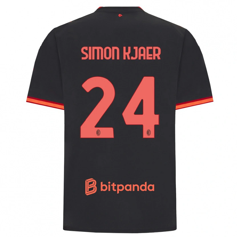 Danxen Homme Maillot Simon Kjaer #24 Rouge Noir Troisieme 2026/27 T-Shirt