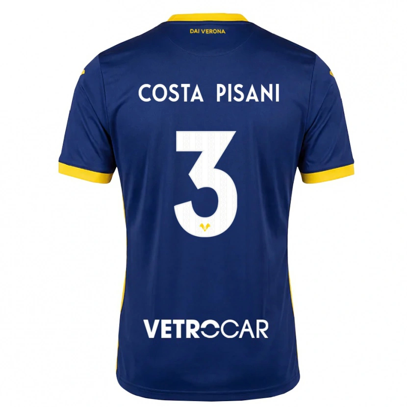 Danxen Femme Maillot Davide Costa Pisani #3 Bleu Roi Jaune Blanc Tenues Domicile 2026/27 T-Shirt