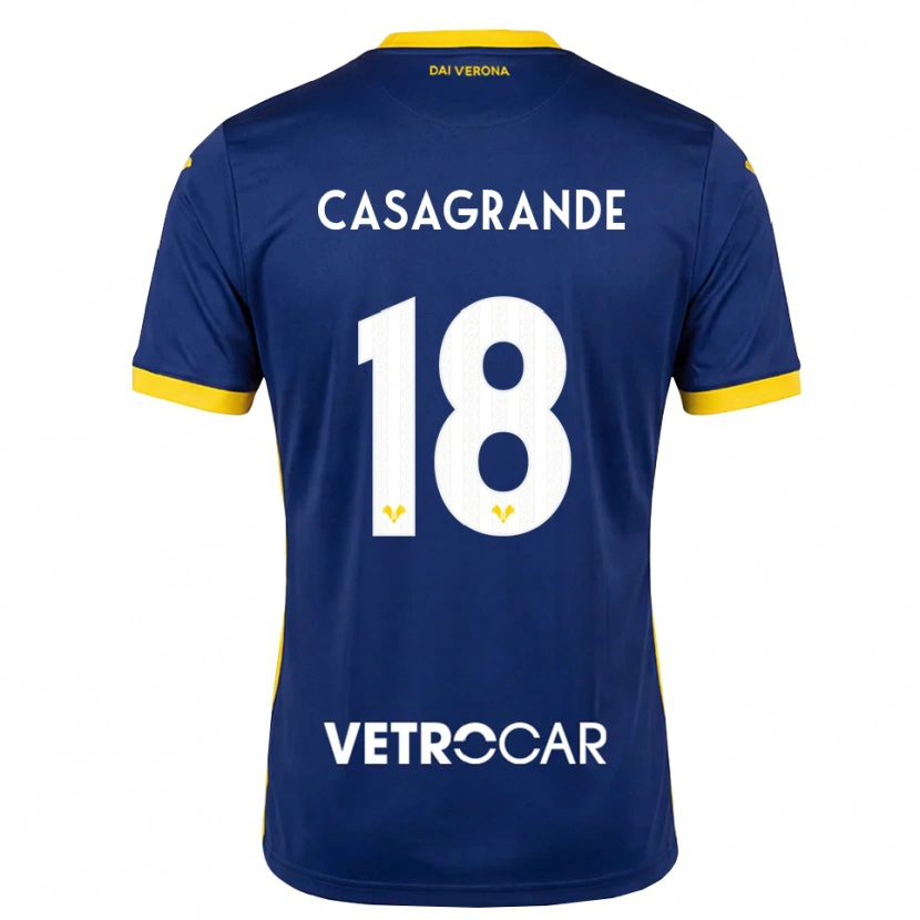 Danxen Femme Maillot Davide Casagrande #18 Bleu Roi Jaune Blanc Tenues Domicile 2026/27 T-Shirt