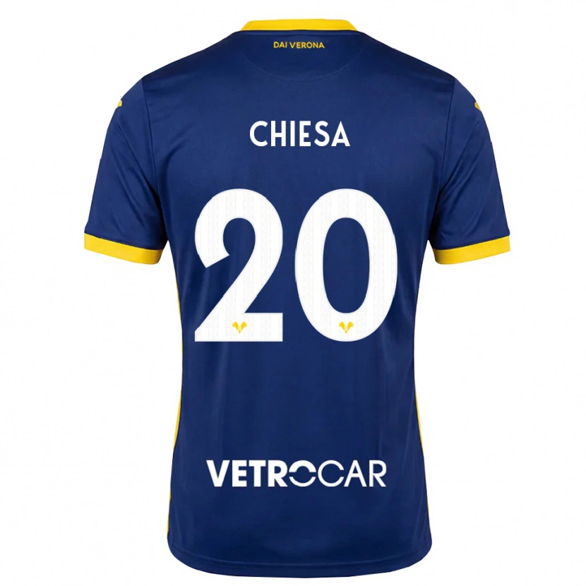 Danxen Femme Maillot Mattia Chiesa #20 Bleu Roi Jaune Blanc Tenues Domicile 2026/27 T-Shirt