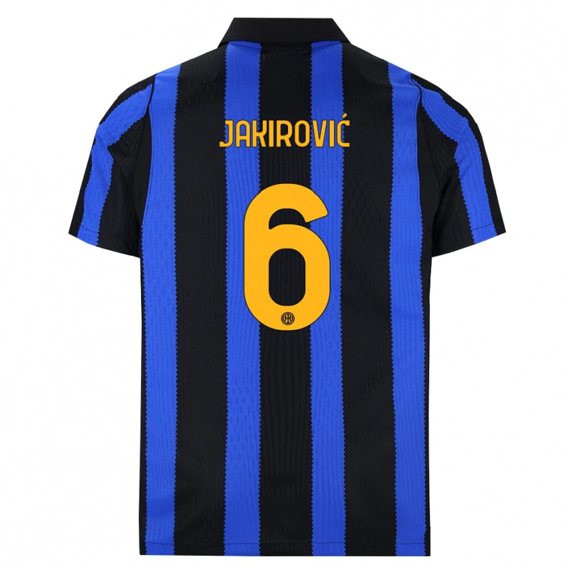 Danxen Femme Maillot Leon Jakirović #6 Noir Bleu Jaune Tenues Domicile 2026/27 T-Shirt