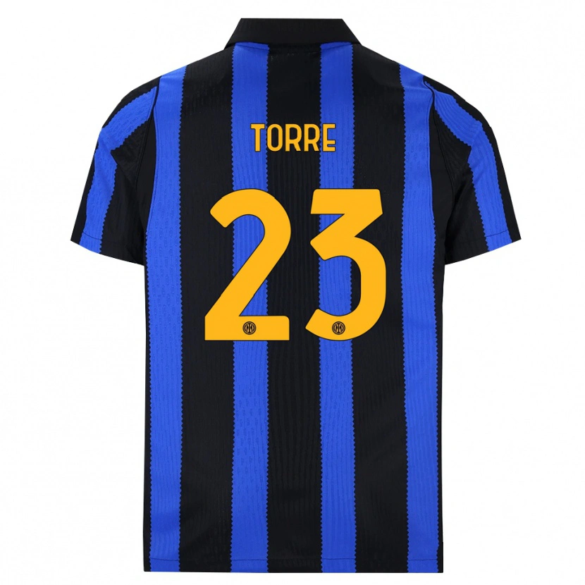 Danxen Femme Maillot Pietro La Torre #23 Noir Bleu Jaune Tenues Domicile 2026/27 T-Shirt