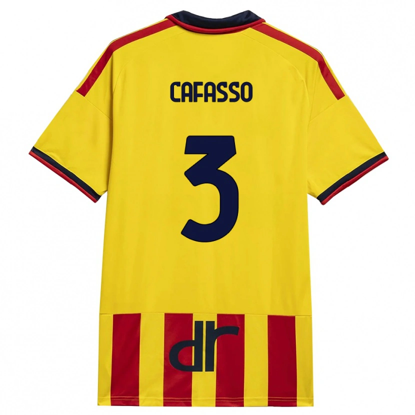 Danxen Femme Maillot Giuseppe Cafasso #3 Jaune Rouge Tenues Domicile 2026/27 T-Shirt