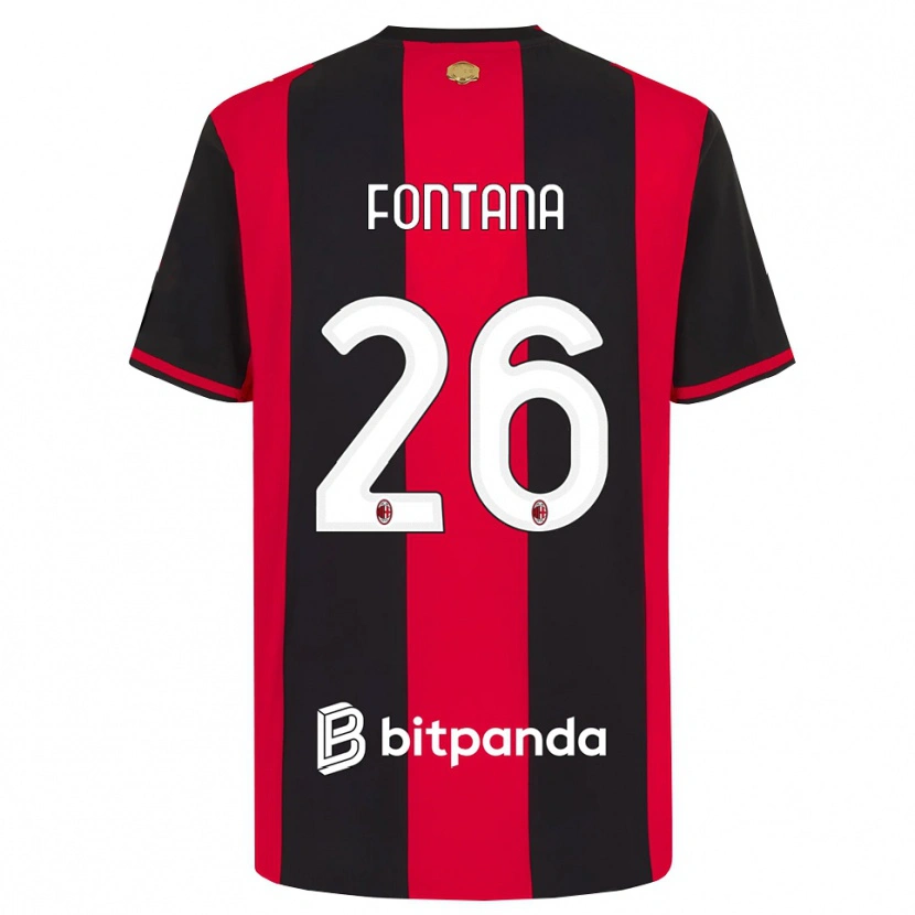 Danxen Femme Maillot Francesco Fontana #26 Rouge Noir Blanc Tenues Domicile 2026/27 T-Shirt