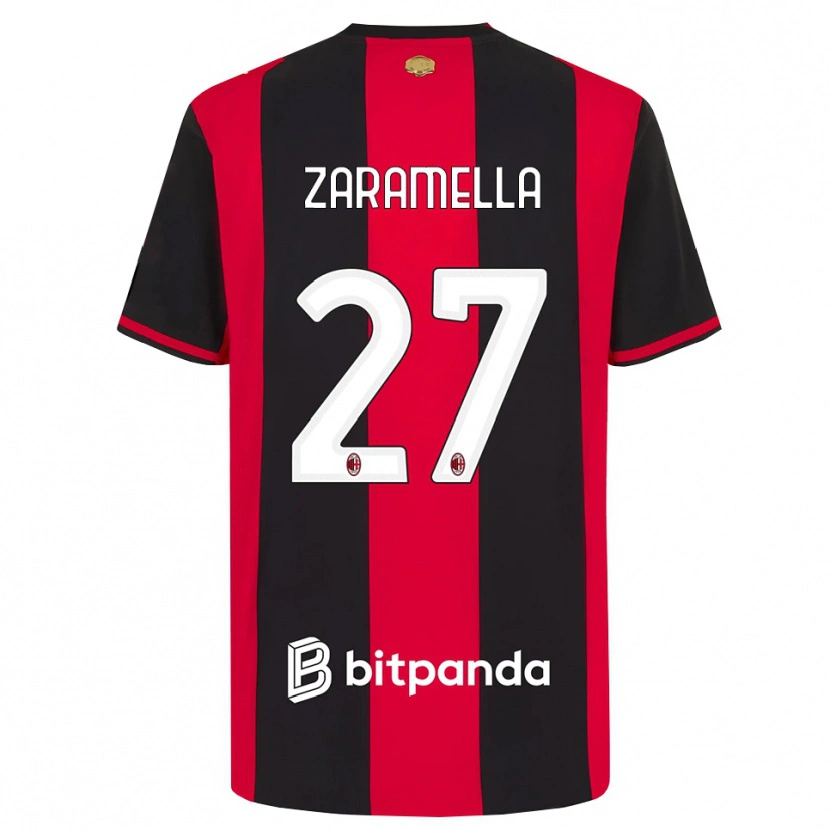 Danxen Femme Maillot Mattia Zaramella #27 Rouge Noir Blanc Tenues Domicile 2026/27 T-Shirt