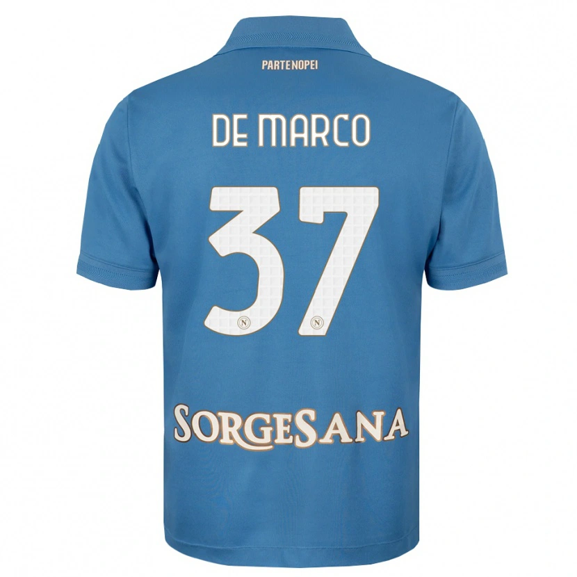 Danxen Femme Maillot Francesco De Marco #37 Bleu Brumeux Blanc Tenues Domicile 2026/27 T-Shirt