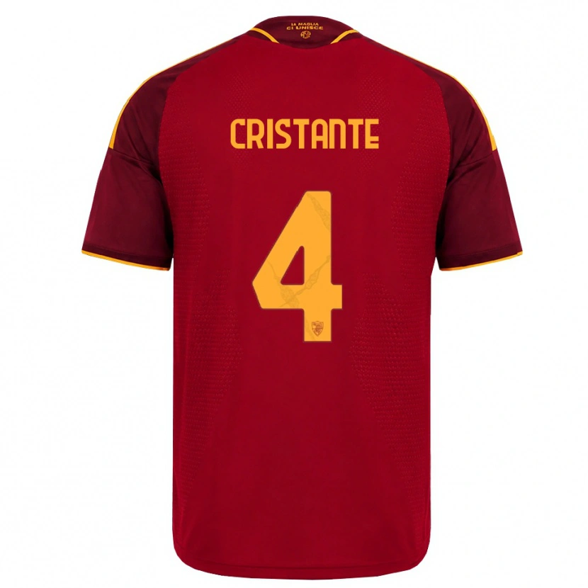 Danxen Femme Maillot Bryan Cristante #4 Rouge Doré Jaune Tenues Domicile 2026/27 T-Shirt