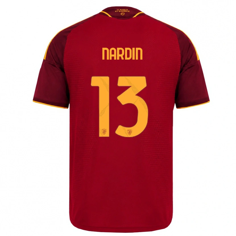 Danxen Femme Maillot Federico Nardin #13 Rouge Doré Jaune Tenues Domicile 2026/27 T-Shirt