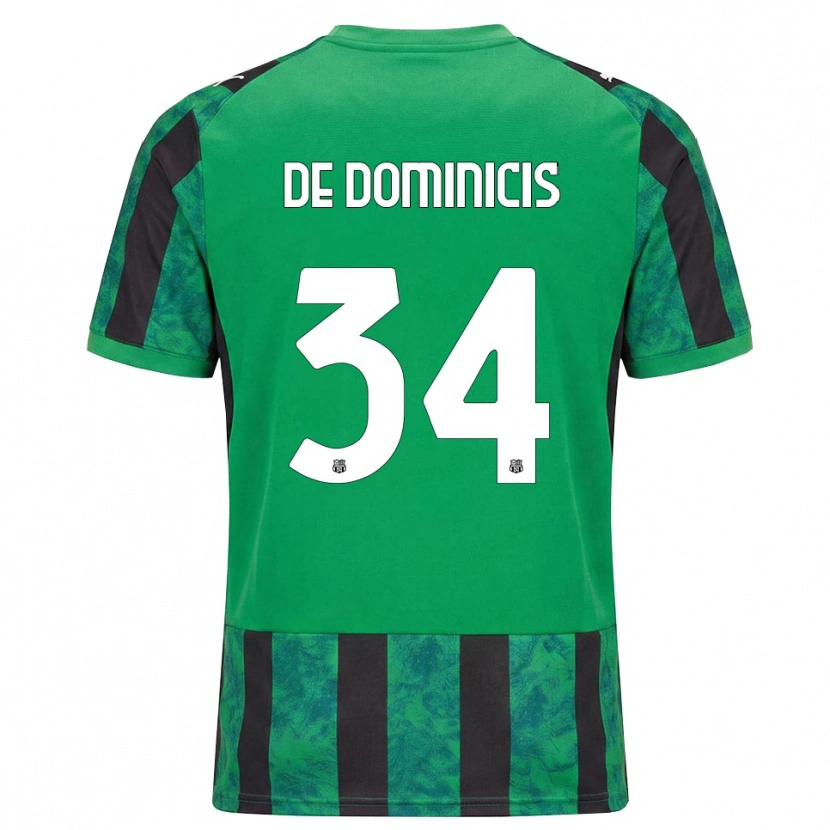 Danxen Femme Maillot Diego De Dominicis #34 Vert Noir Blanc Tenues Domicile 2026/27 T-Shirt