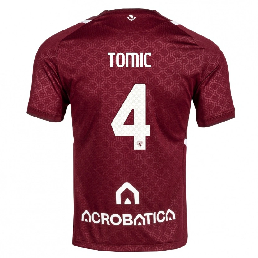Danxen Femme Maillot Luka Tomic #4 Bourgogne Blanc Tenues Domicile 2026/27 T-Shirt