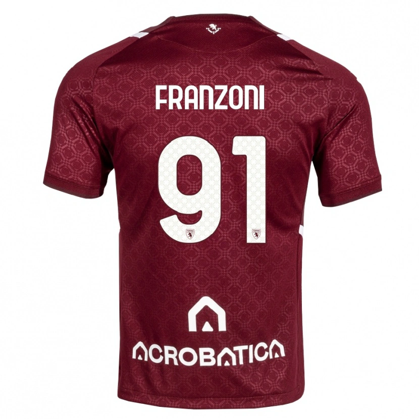 Danxen Femme Maillot Nicolò Franzoni #91 Bourgogne Blanc Tenues Domicile 2026/27 T-Shirt