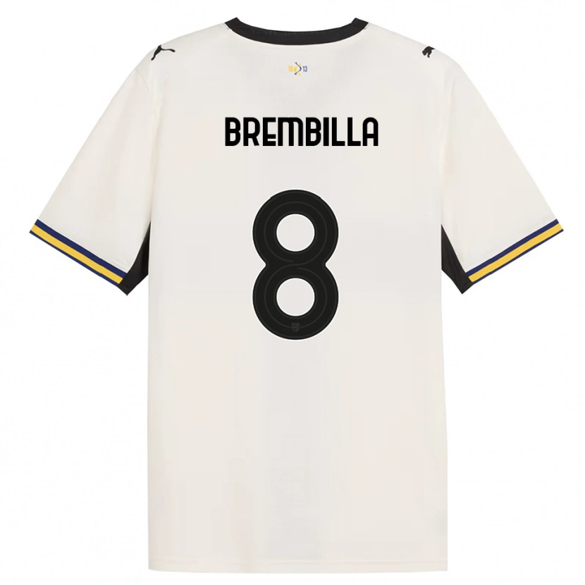 Danxen Femme Maillot Cristiano Brembilla #8 Blanc Cassé Noir Jaune Tenues Domicile 2026/27 T-Shirt