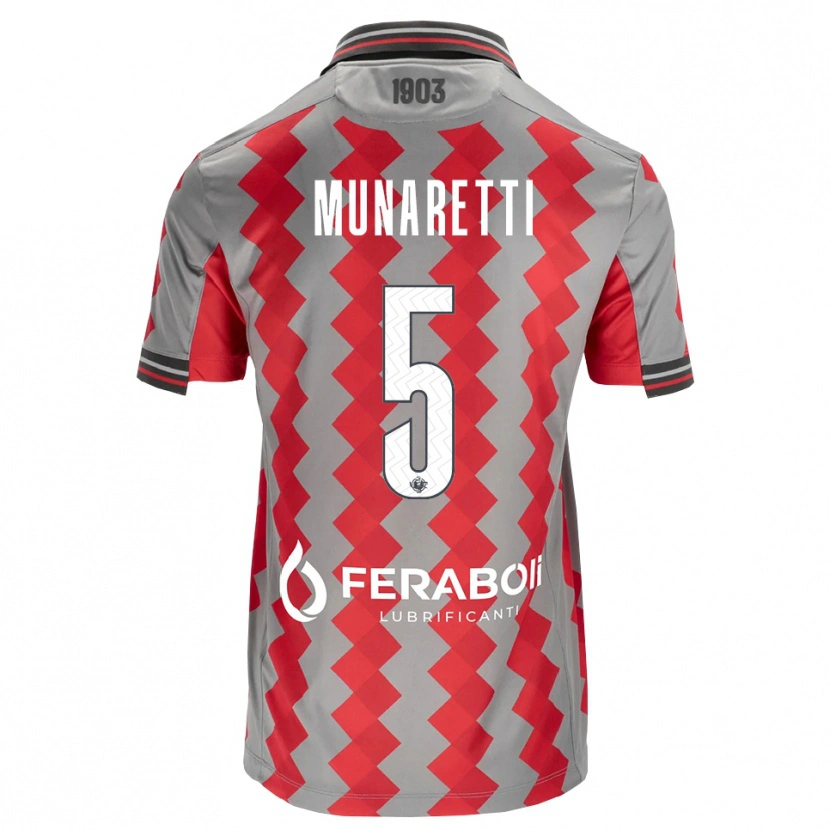 Danxen Femme Maillot Luca Munaretti #5 Gris Rouge Blanc Tenues Domicile 2026/27 T-Shirt