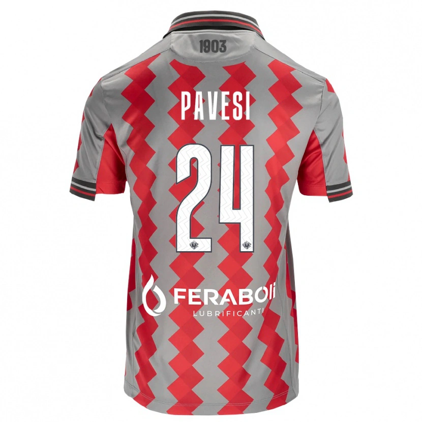 Danxen Femme Maillot Davide Pavesi #24 Gris Rouge Blanc Tenues Domicile 2026/27 T-Shirt