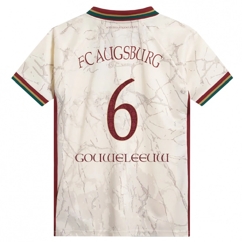 Danxen Femme Maillot Jeffrey Gouweleeuw #6 Vert Riz Blanc Bourgogne Tenues Domicile 2026/27 T-Shirt