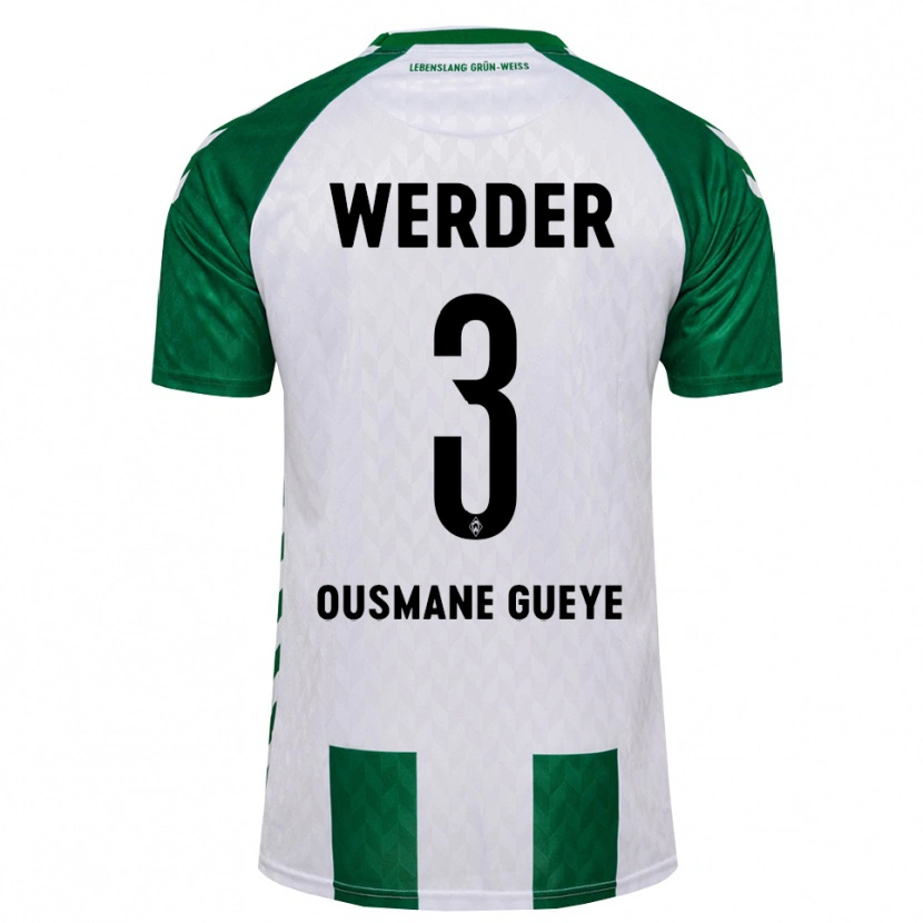 Danxen Femme Maillot Papa Ousmane Gueye #3 Vert Blanc Tenues Domicile 2026/27 T-Shirt