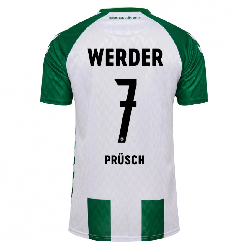 Danxen Femme Maillot Julius Prüsch #7 Vert Blanc Tenues Domicile 2026/27 T-Shirt