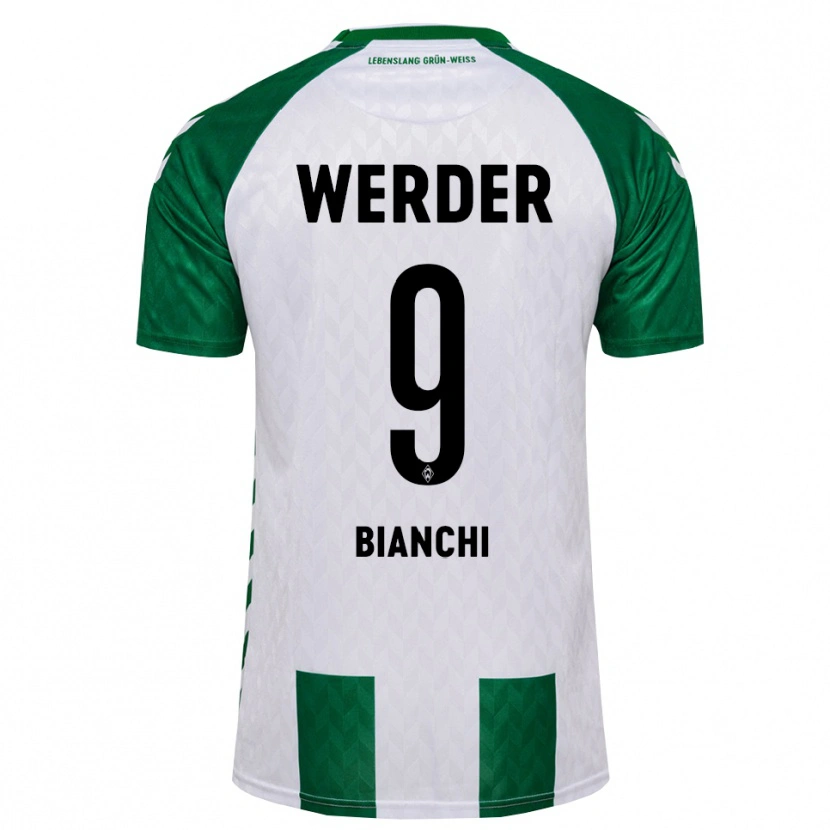 Danxen Femme Maillot Nicholas Bianchi #9 Vert Blanc Tenues Domicile 2026/27 T-Shirt