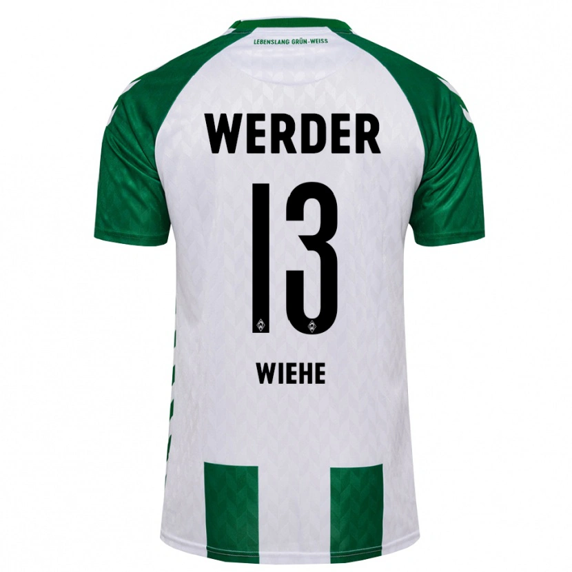 Danxen Femme Maillot Jakob Wiehe #13 Vert Blanc Tenues Domicile 2026/27 T-Shirt