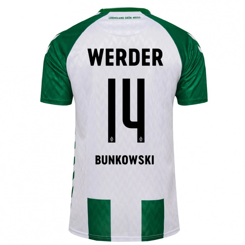 Danxen Femme Maillot Paul Bunkowski #14 Vert Blanc Tenues Domicile 2026/27 T-Shirt