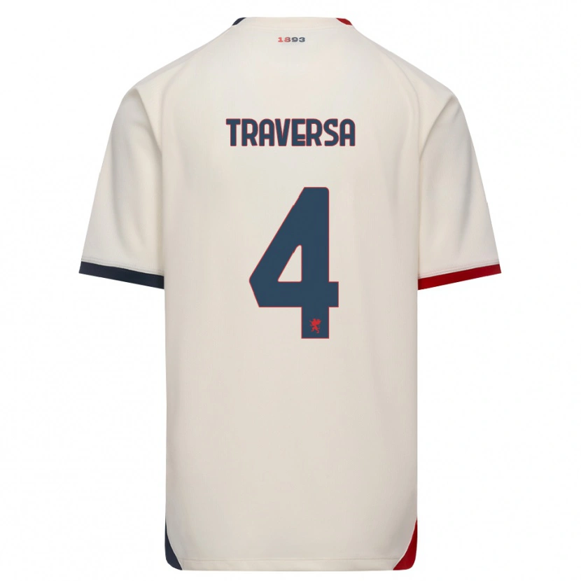 Danxen Femme Maillot Pietro Traversa #4 Blanc Cassé Rouge Tenues Extérieur 2026/27 T-Shirt