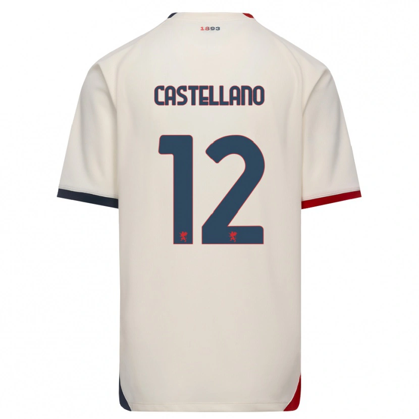 Danxen Femme Maillot Cristiano Castellano #12 Blanc Cassé Rouge Tenues Extérieur 2026/27 T-Shirt