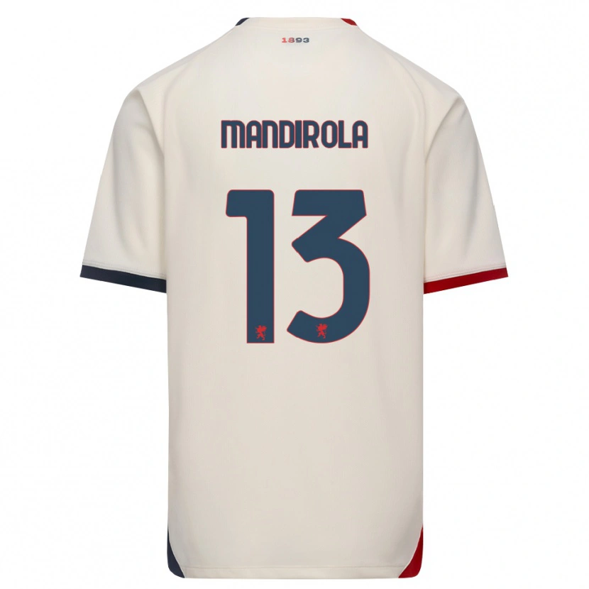 Danxen Femme Maillot Gabriele Mandirola #13 Blanc Cassé Rouge Tenues Extérieur 2026/27 T-Shirt