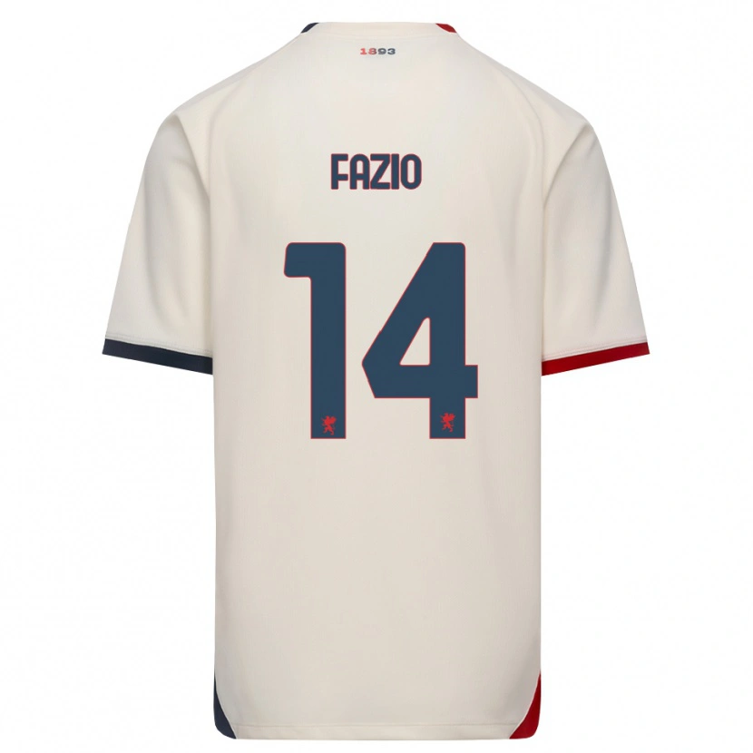 Danxen Femme Maillot Tommaso Fazio #14 Blanc Cassé Rouge Tenues Extérieur 2026/27 T-Shirt