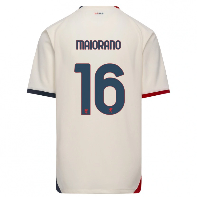 Danxen Femme Maillot Francesco Maiorano #16 Blanc Cassé Rouge Tenues Extérieur 2026/27 T-Shirt