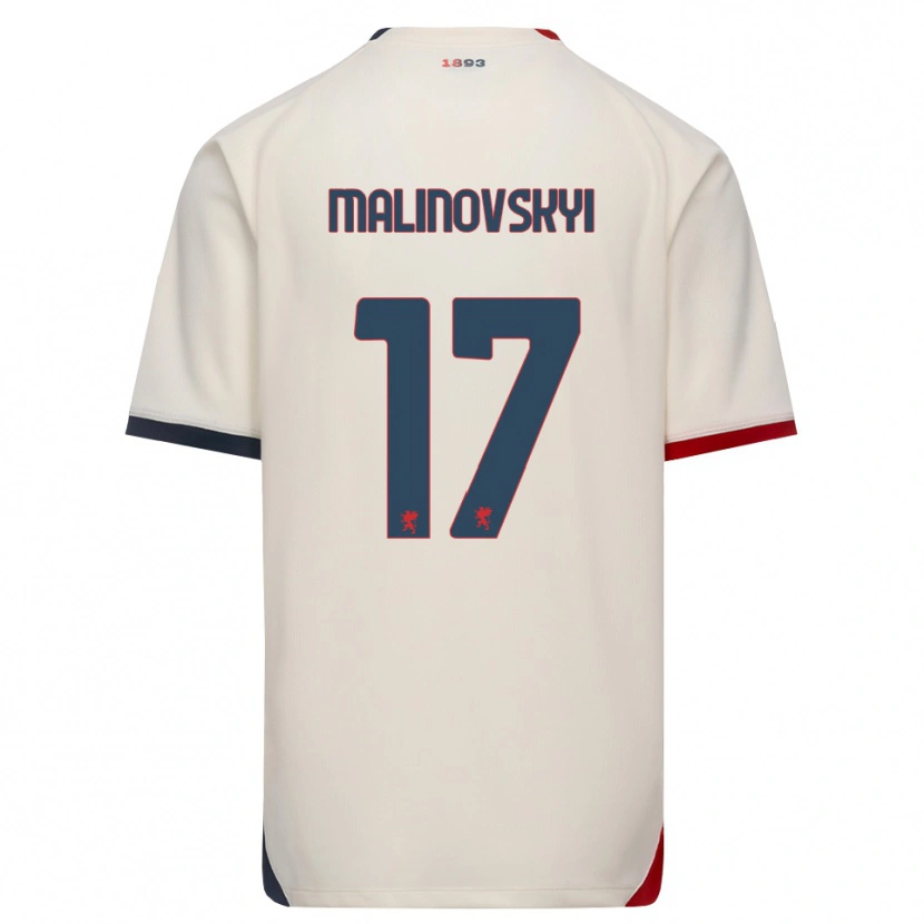 Danxen Femme Maillot Ruslan Malinovskyi #17 Blanc Cassé Rouge Tenues Extérieur 2026/27 T-Shirt