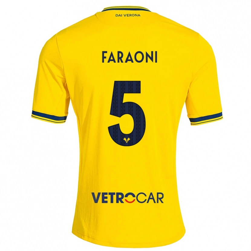 Danxen Femme Maillot Davide Faraoni #5 Jaune Rouge Tenues Extérieur 2026/27 T-Shirt
