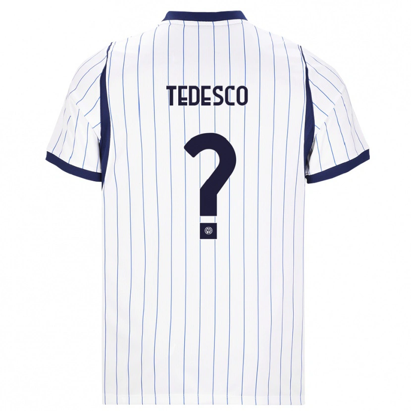 Danxen Femme Maillot Gabriel Tedesco #0 Blanc Bleu Marine Tenues Extérieur 2026/27 T-Shirt