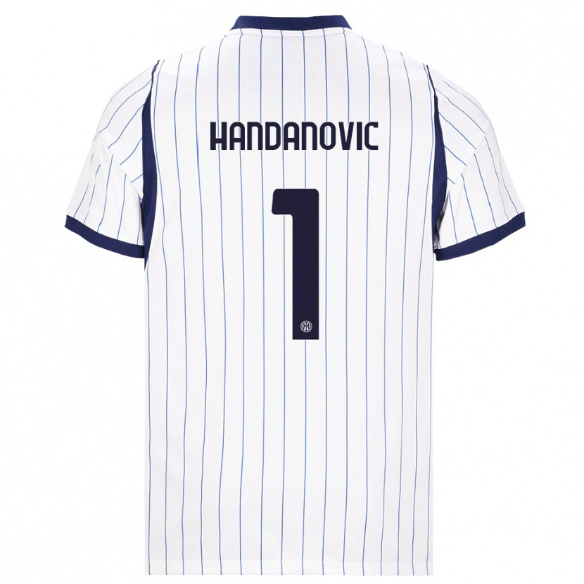 Danxen Femme Maillot Samir Handanovic #1 Blanc Bleu Marine Tenues Extérieur 2026/27 T-Shirt