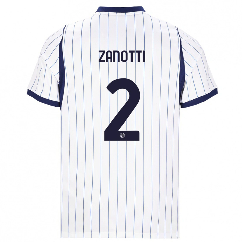 Danxen Femme Maillot Mattia Zanotti #2 Blanc Bleu Marine Tenues Extérieur 2026/27 T-Shirt
