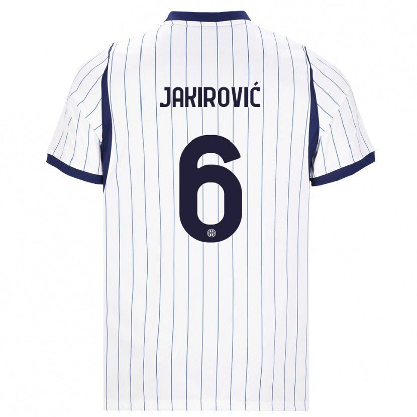 Danxen Femme Maillot Leon Jakirović #6 Blanc Bleu Marine Tenues Extérieur 2026/27 T-Shirt