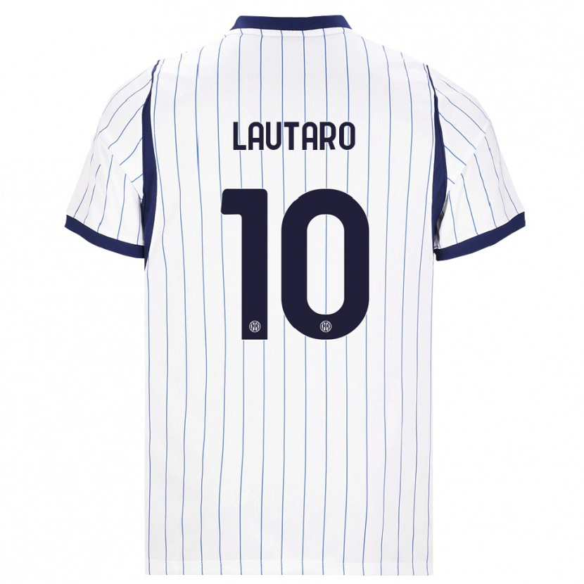 Danxen Femme Maillot Lautaro Martínez #10 Blanc Bleu Marine Tenues Extérieur 2026/27 T-Shirt