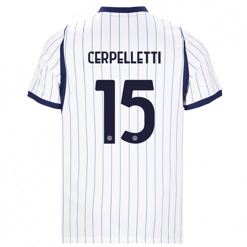 Danxen Femme Maillot Filippo Cerpelletti #15 Blanc Bleu Marine Tenues Extérieur 2026/27 T-Shirt
