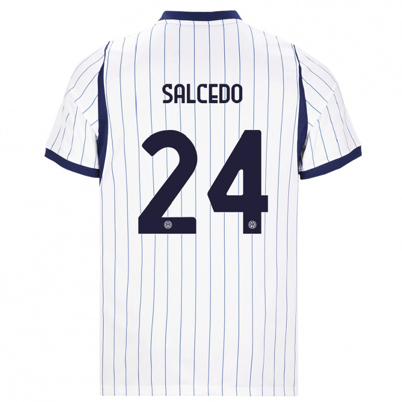 Danxen Femme Maillot Eddie Salcedo #24 Blanc Bleu Marine Tenues Extérieur 2026/27 T-Shirt